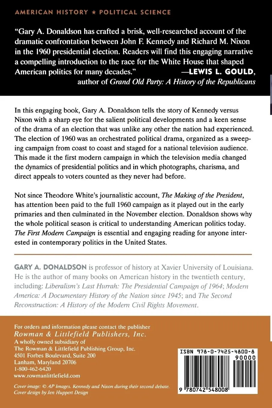 Rückseite: 9780742548008 | The First Modern Campaign | Kennedy, Nixon, and the Election of 1960