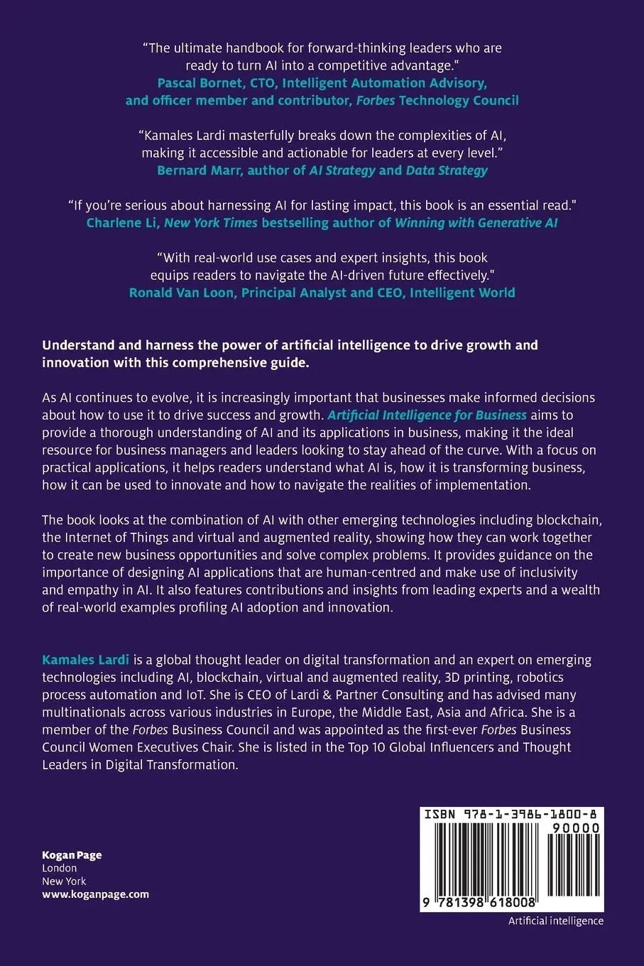 Rückseite: 9781398618008 | Artificial Intelligence for Business | Kamales Lardi | Taschenbuch