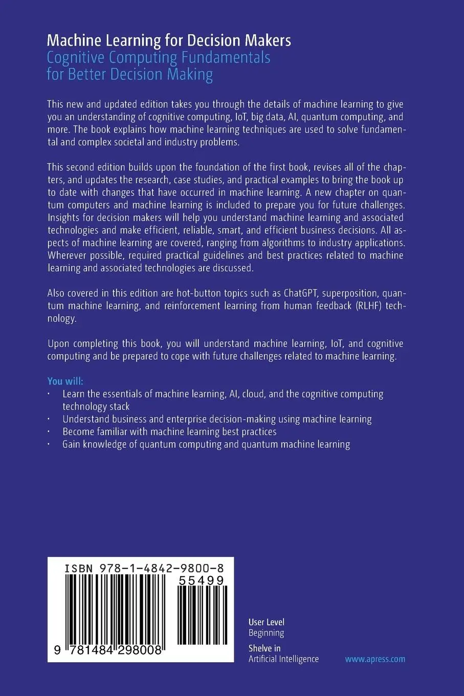 Rückseite: 9781484298008 | Machine Learning for Decision Makers | Patanjali Kashyap | Taschenbuch