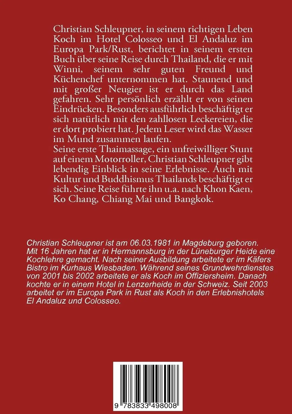 Rückseite: 9783833498008 | Zwei Köche in Thailand | Christian Schleupner | Taschenbuch | 104 S.