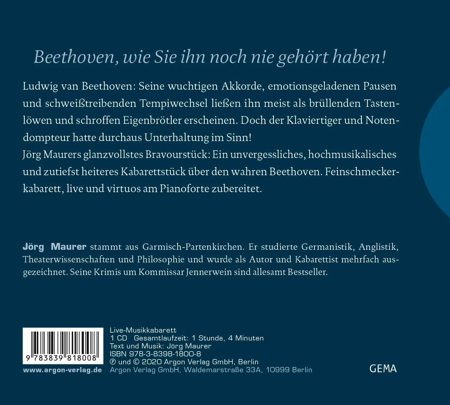 Rückseite: 9783839818008 | Beethovens kleine Patzer | Jörg Maurer | Audio-CD | Jewelcase | 2020