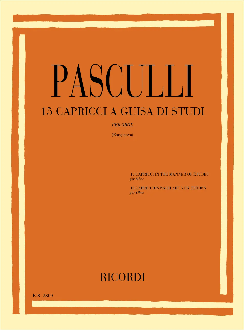 Cover: 9790041828008 | 15 Capricci A Guisa Di Studi | Antonio Pasculli | Partitur | 1980