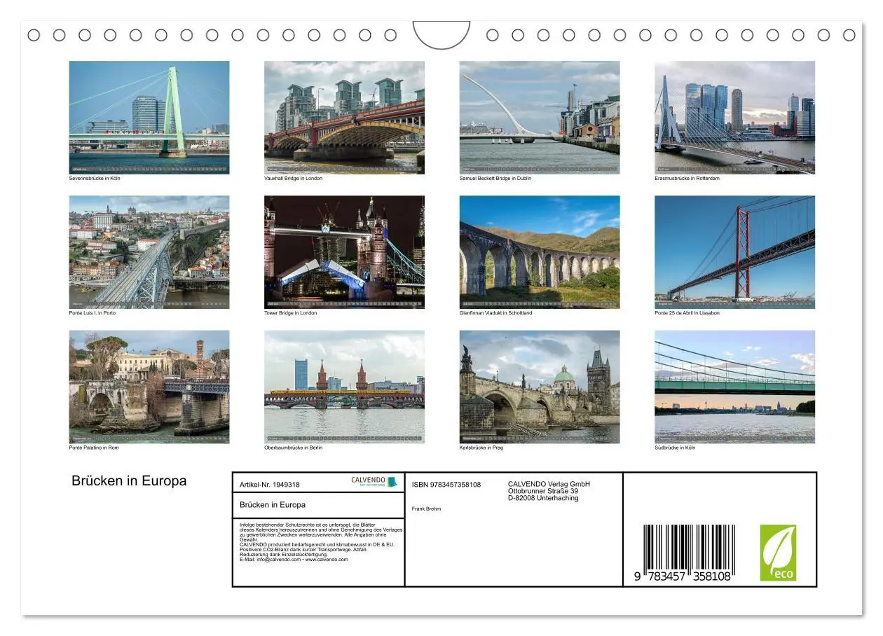Bild: 9783457358108 | Brücken in Europa (Wandkalender 2026 DIN A4 quer), CALVENDO...