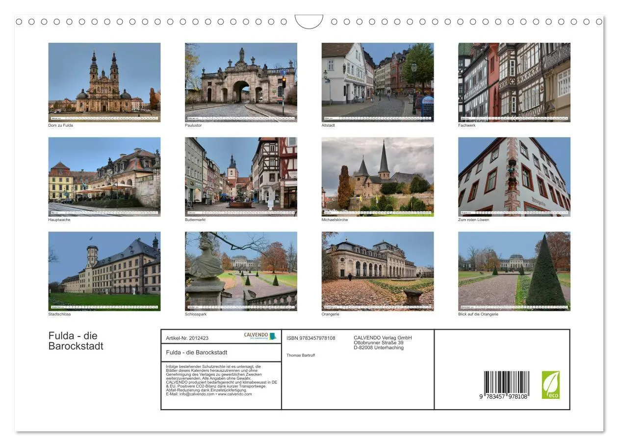 Bild: 9783457978108 | Fulda - die Barockstadt (Wandkalender 2026 DIN A3 quer), CALVENDO...