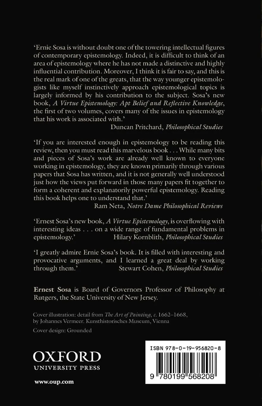 Rückseite: 9780199568208 | A VIRTUE EPISTEMOLOGY | APT BELIEF AND REFLECTIVE KNOWLEDGE, VOLUME 1