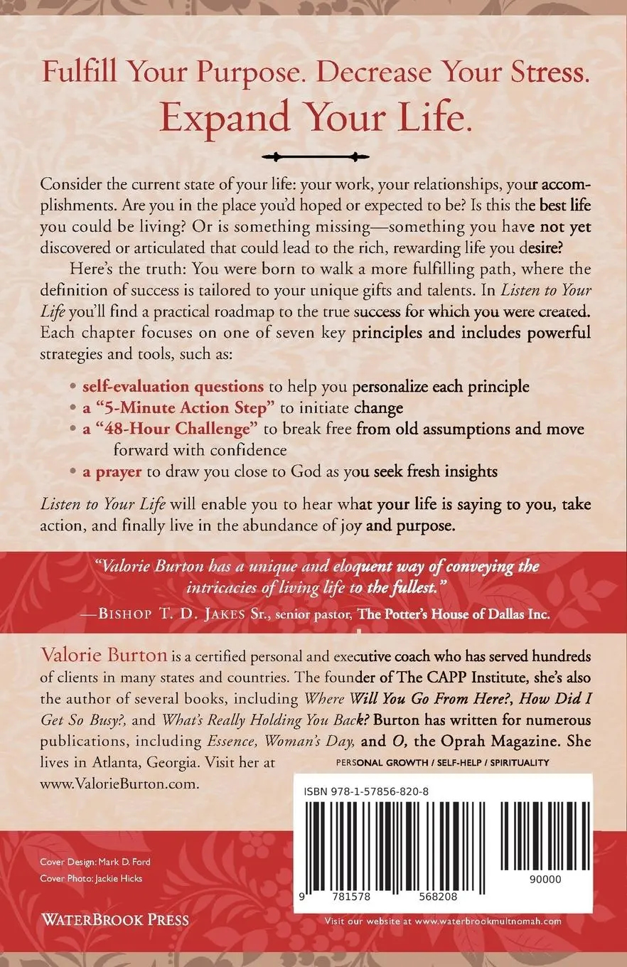 Rückseite: 9781578568208 | Listen to Your Life | Valorie Burton | Taschenbuch | Englisch | 2004