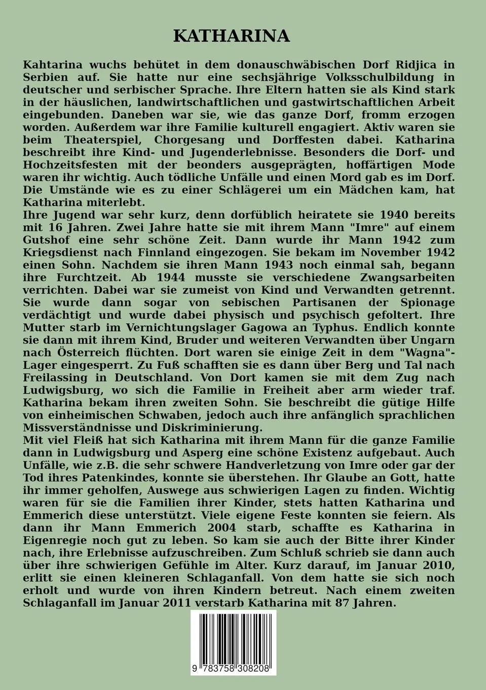 Rückseite: 9783758308208 | Katharina - Leben einer Donau-Schwäbin - 1923-2011 | Ewald Schmidt