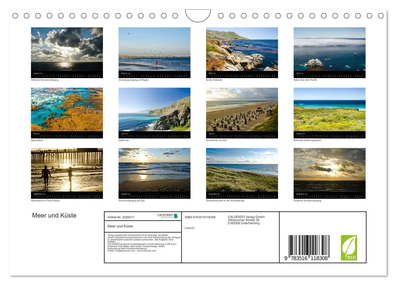 Bild: 9783516118308 | Meer und Küste (Wandkalender 2026 DIN A4 quer), CALVENDO...