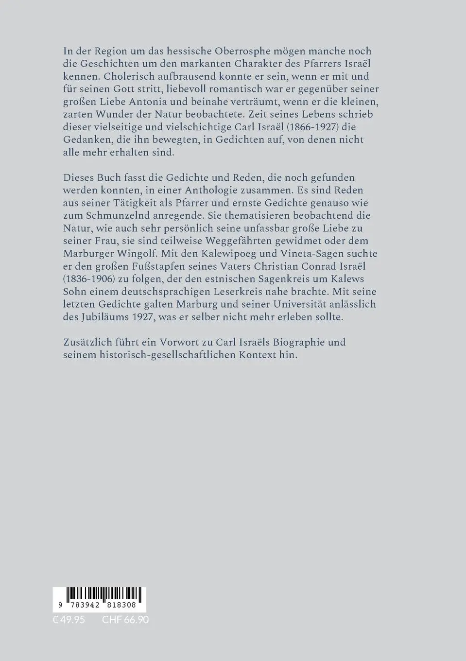 Rückseite: 9783942818308 | Gedichte aus dem Pfarrhaus | Herschdorf und Oberrosphe | Carl Israël