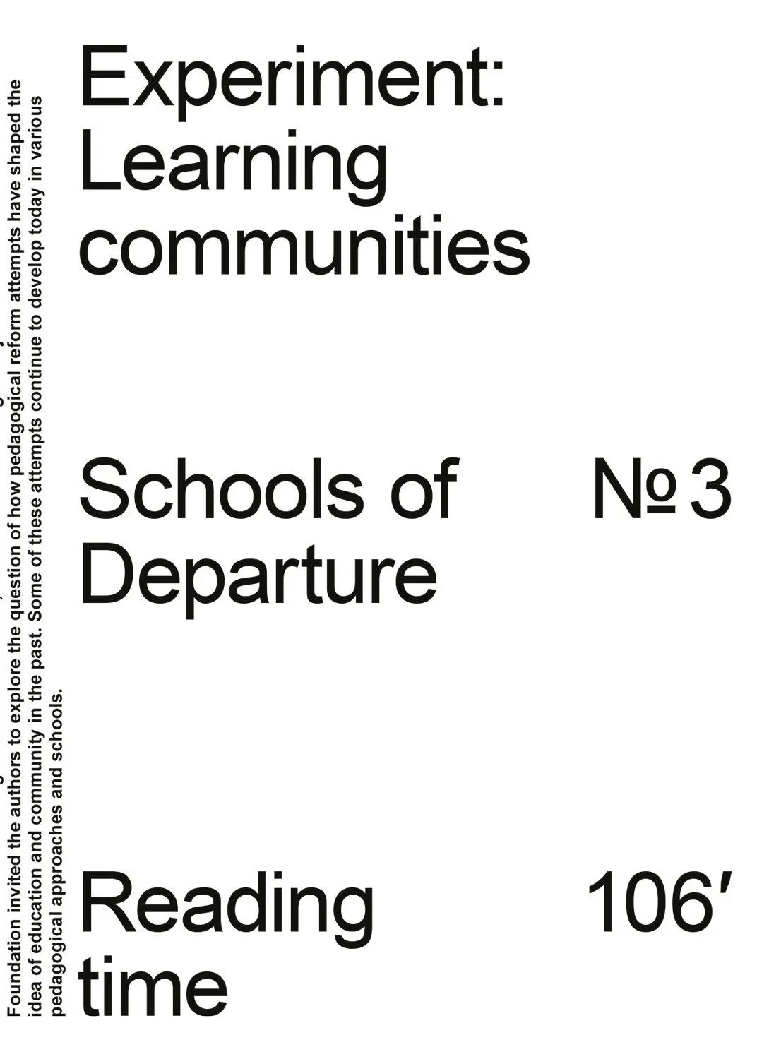 Cover: 9783959058308 | Experiment: Learning Communities | Schools of Departure Nr. 3 | Klaus