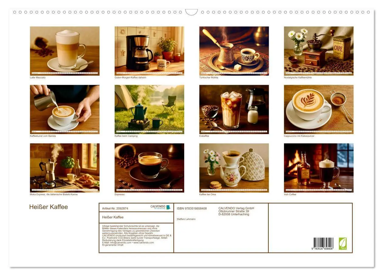 Bild: 9783516658408 | Heißer Kaffee (Wandkalender 2026 DIN A2 quer), CALVENDO Monatskalender