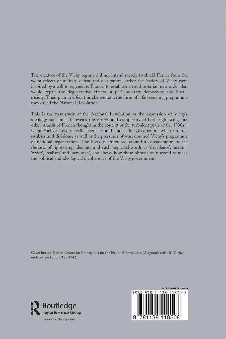 Rückseite: 9781138118508 | National Regeneration in Vichy France | Ideas and Policies, 1930-1944