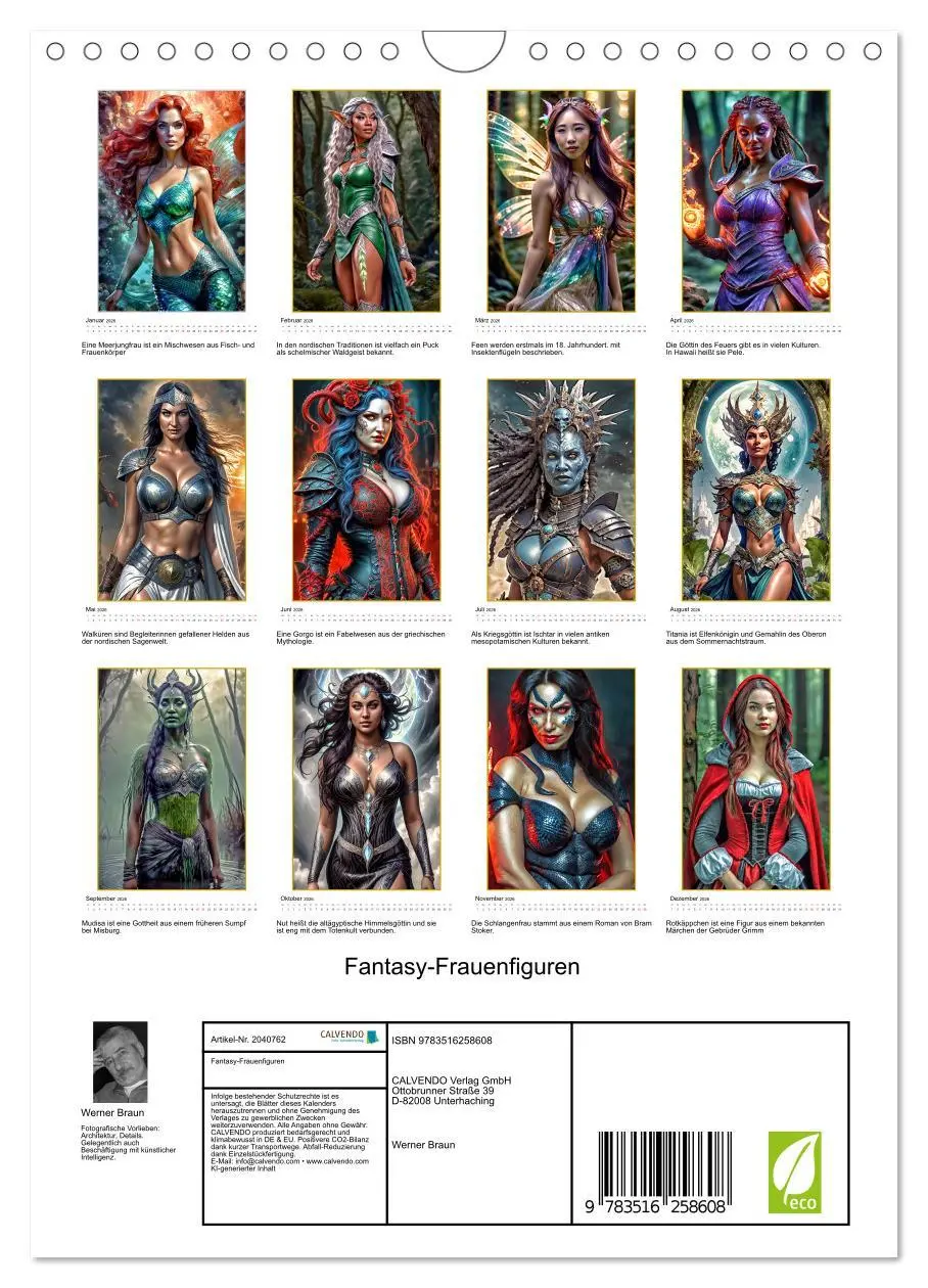 Bild: 9783516258608 | Fantasy-Frauenfiguren (Wandkalender 2026 DIN A4 hoch), CALVENDO...
