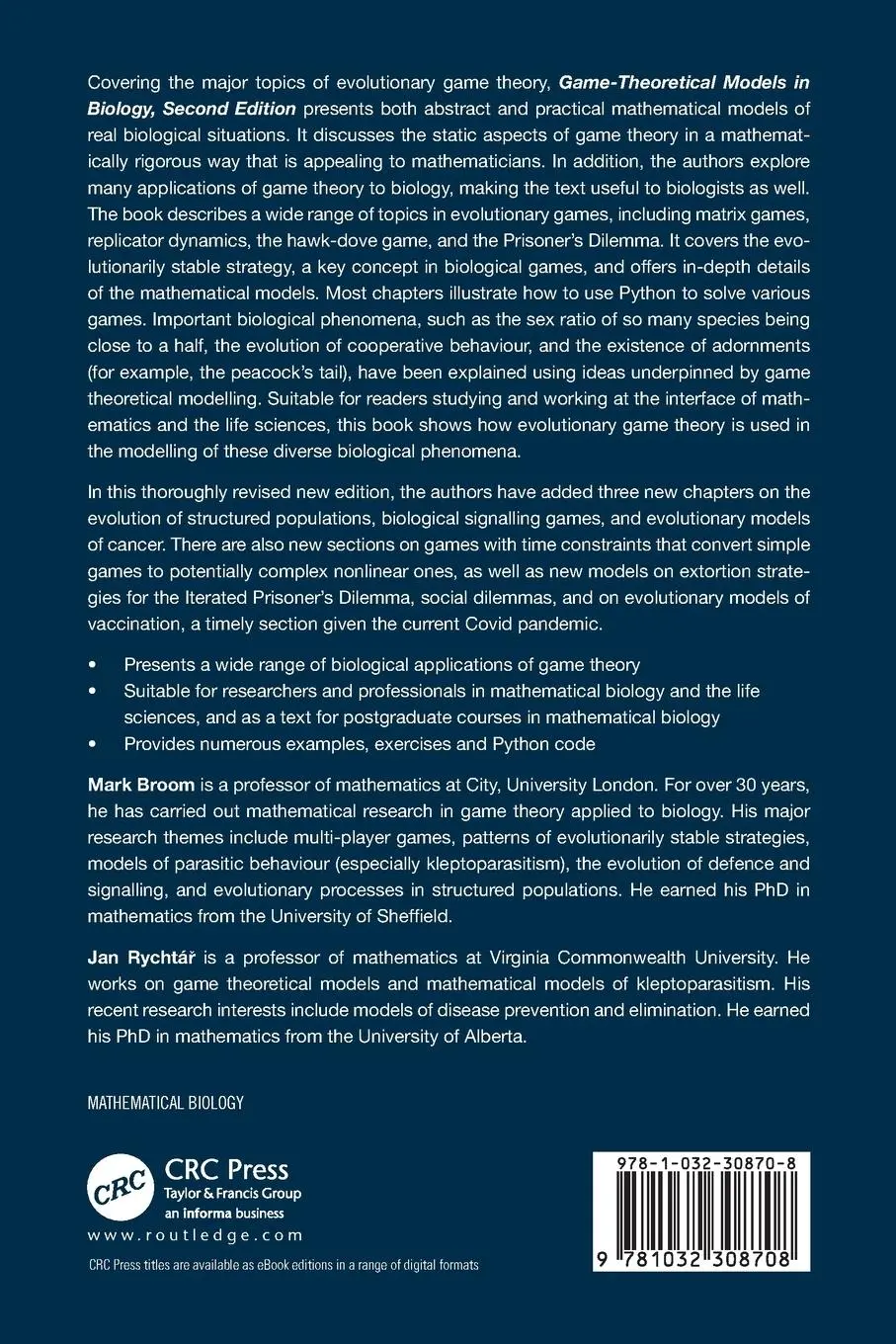 Rückseite: 9781032308708 | Game-Theoretical Models in Biology | Mark Broom (u. a.) | Taschenbuch