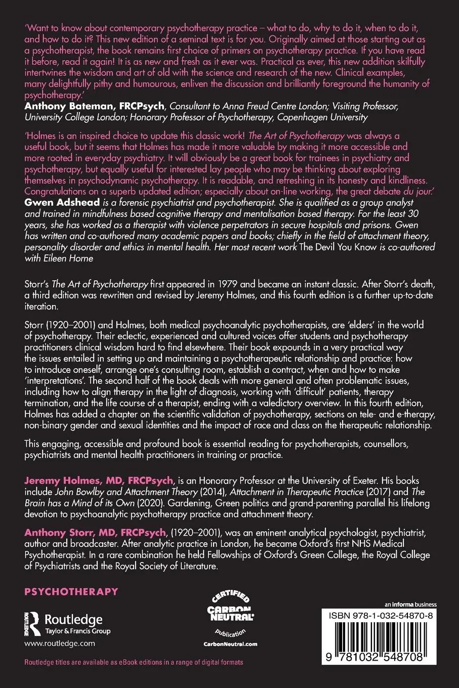 Rückseite: 9781032548708 | The Art of Psychotherapy | Jeremy Holmes (u. a.) | Taschenbuch | 2023