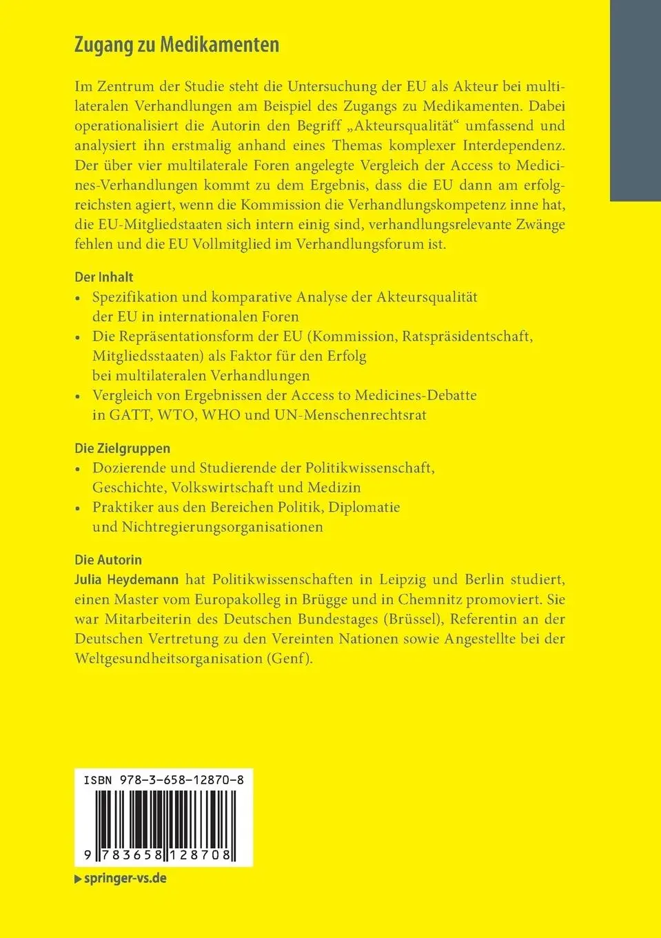 Rückseite: 9783658128708 | Zugang zu Medikamenten | Julia Heydemann | Taschenbuch | xxx | Deutsch