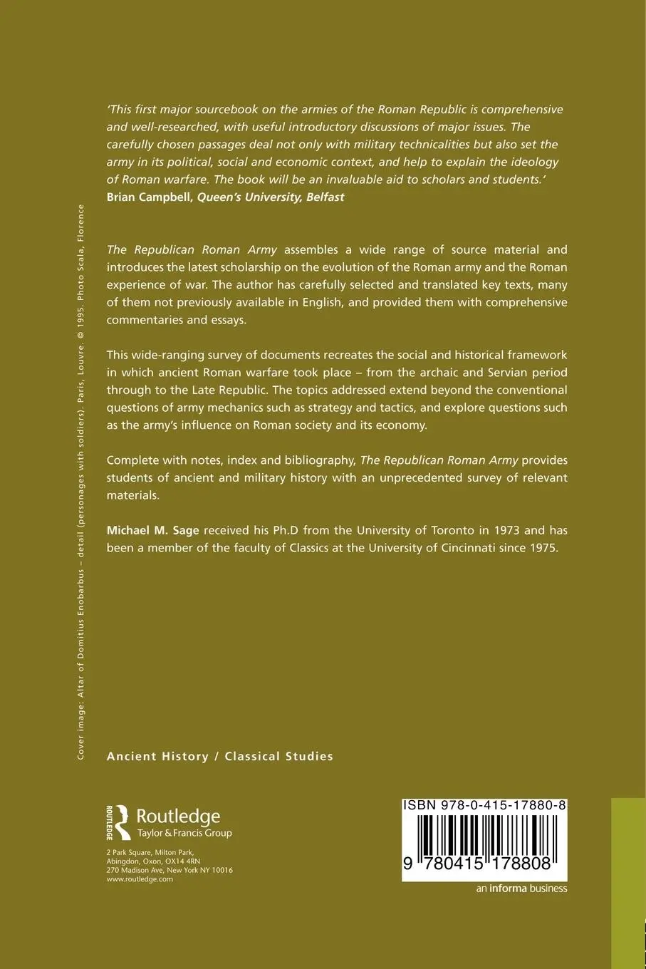Rückseite: 9780415178808 | The Republican Roman Army | A Sourcebook | Michael M. Sage | Buch