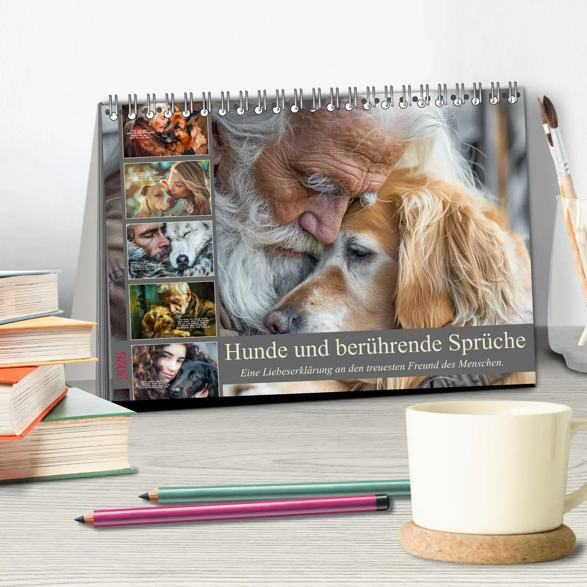 Bild: 9783457378908 | Hunde und berührende Sprüche (Tischkalender 2026 DIN A5 quer),...