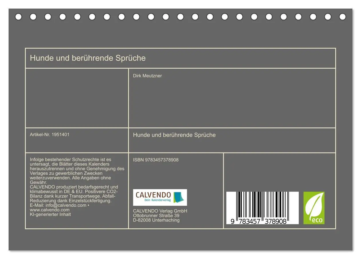 Bild: 9783457378908 | Hunde und berührende Sprüche (Tischkalender 2026 DIN A5 quer),...