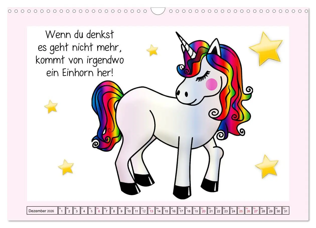 Bild: 9783457758908 | Unicorns. Einhorn-Sprüche und Weisheiten! (Wandkalender 2026 DIN A3...