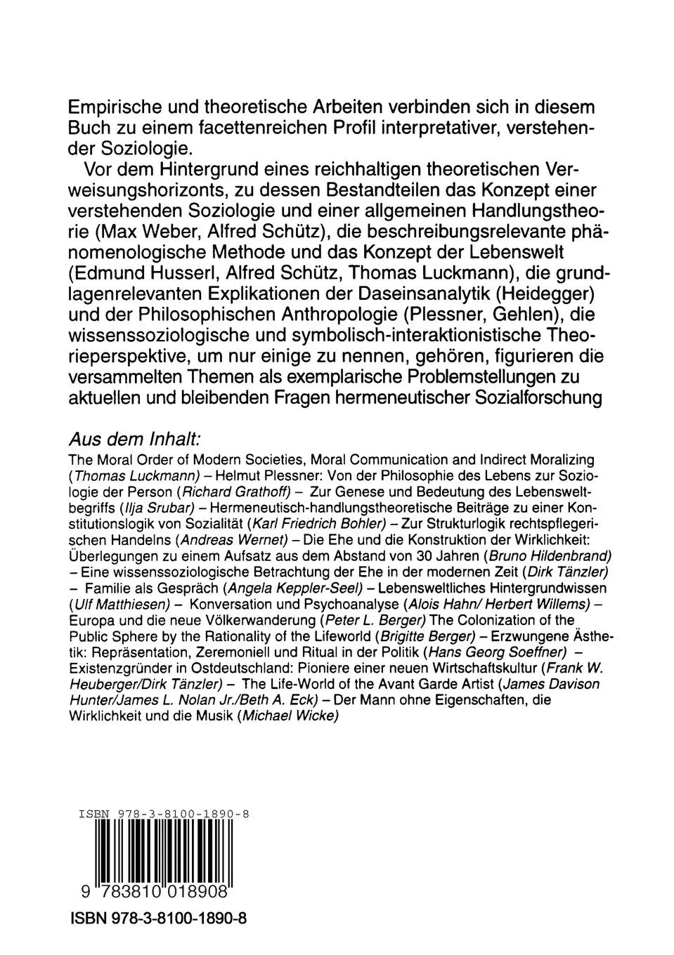Rückseite: 9783810018908 | Konfigurationen Lebensweltlicher Strukturphänomene | Michael Wicke
