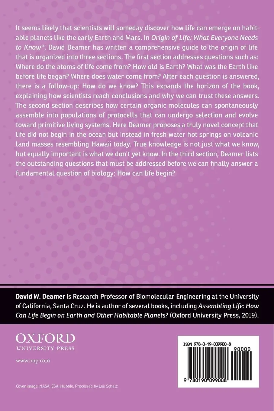 Rückseite: 9780190099008 | Origin of Life | What Everyone Needs to Know(r) | David W. Deamer
