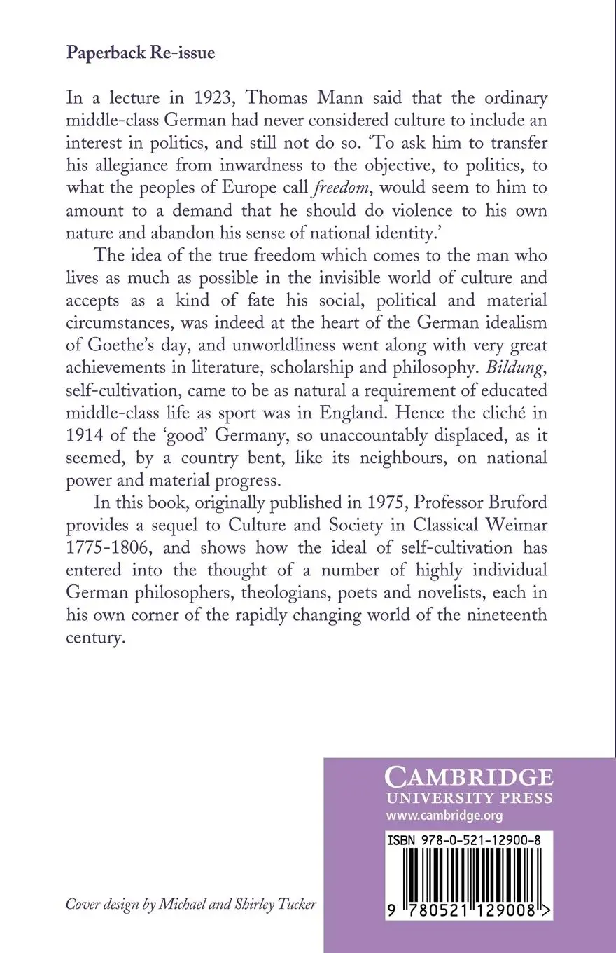 Rückseite: 9780521129008 | The German Tradition of Self-Cultivation | W. H. Bruford | Taschenbuch