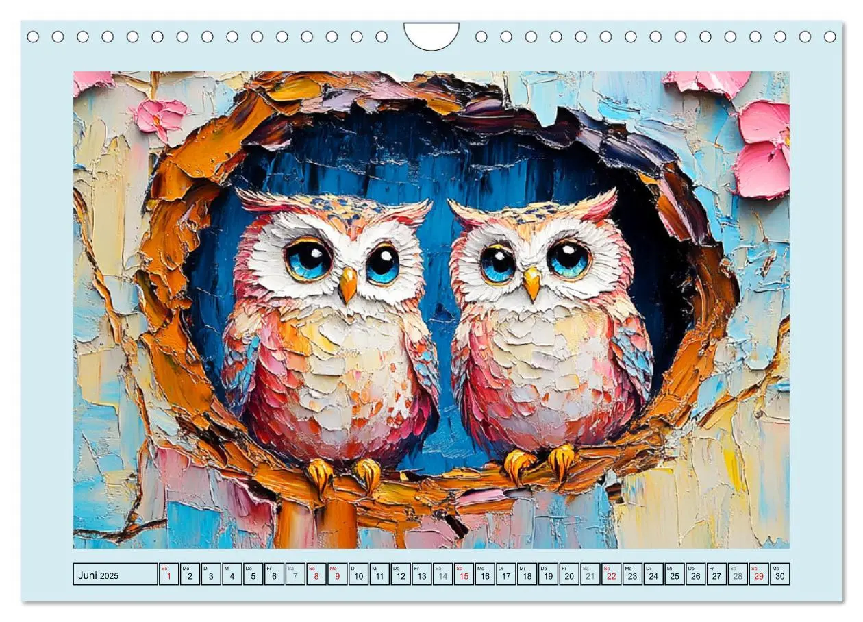Bild: 9783457199008 | Eulen. Entzückende Paintings (Wandkalender 2025 DIN A4 quer),...