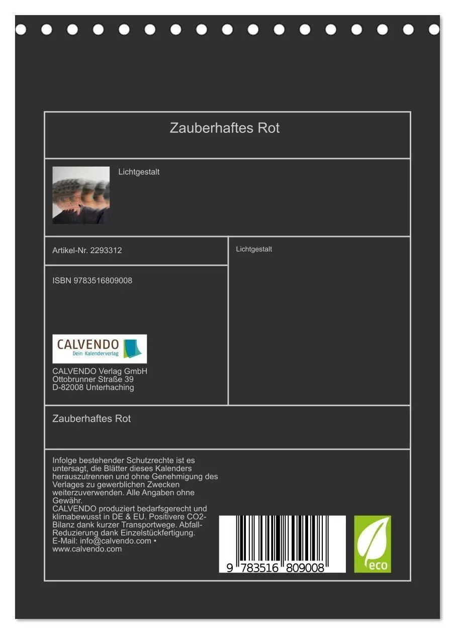 Bild: 9783516809008 | Zauberhaftes Rot (Tischkalender 2027 DIN A5 hoch), CALVENDO...