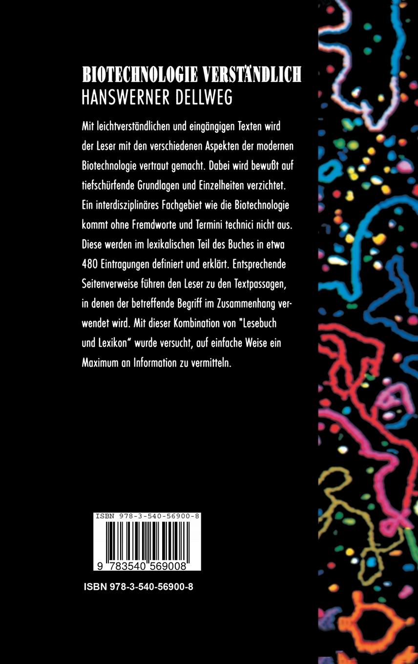 Rückseite: 9783540569008 | Biotechnologie Verständlich | Hanswerner Dellweg | Buch | vii | 1994
