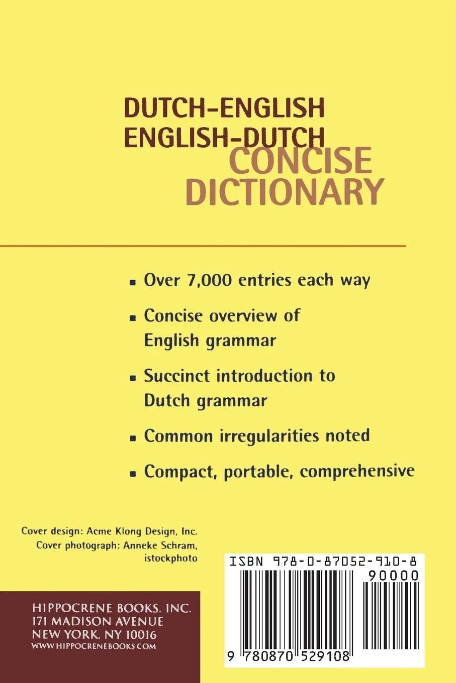 Rückseite: 9780870529108 | Dutch-English/English-Dutch Concise Dictionary | Books | Taschenbuch