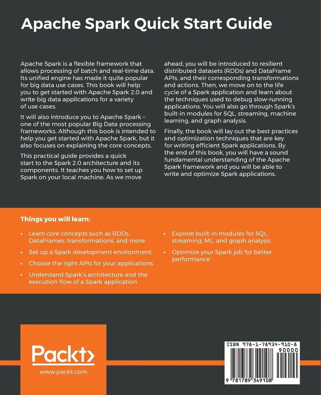 Rückseite: 9781789349108 | Apache Spark Quick Start Guide | Shrey Mehrotra (u. a.) | Taschenbuch