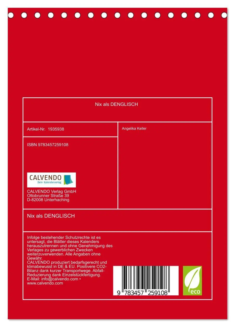 Bild: 9783457259108 | Nix als DENGLISCH (Tischkalender 2026 DIN A5 hoch), CALVENDO...
