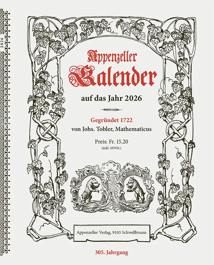 Cover: 9783858829108 | Appenzeller Kalender 2026 | Mit Behördenverzeichnis AI/AR/SG/TG | 2026