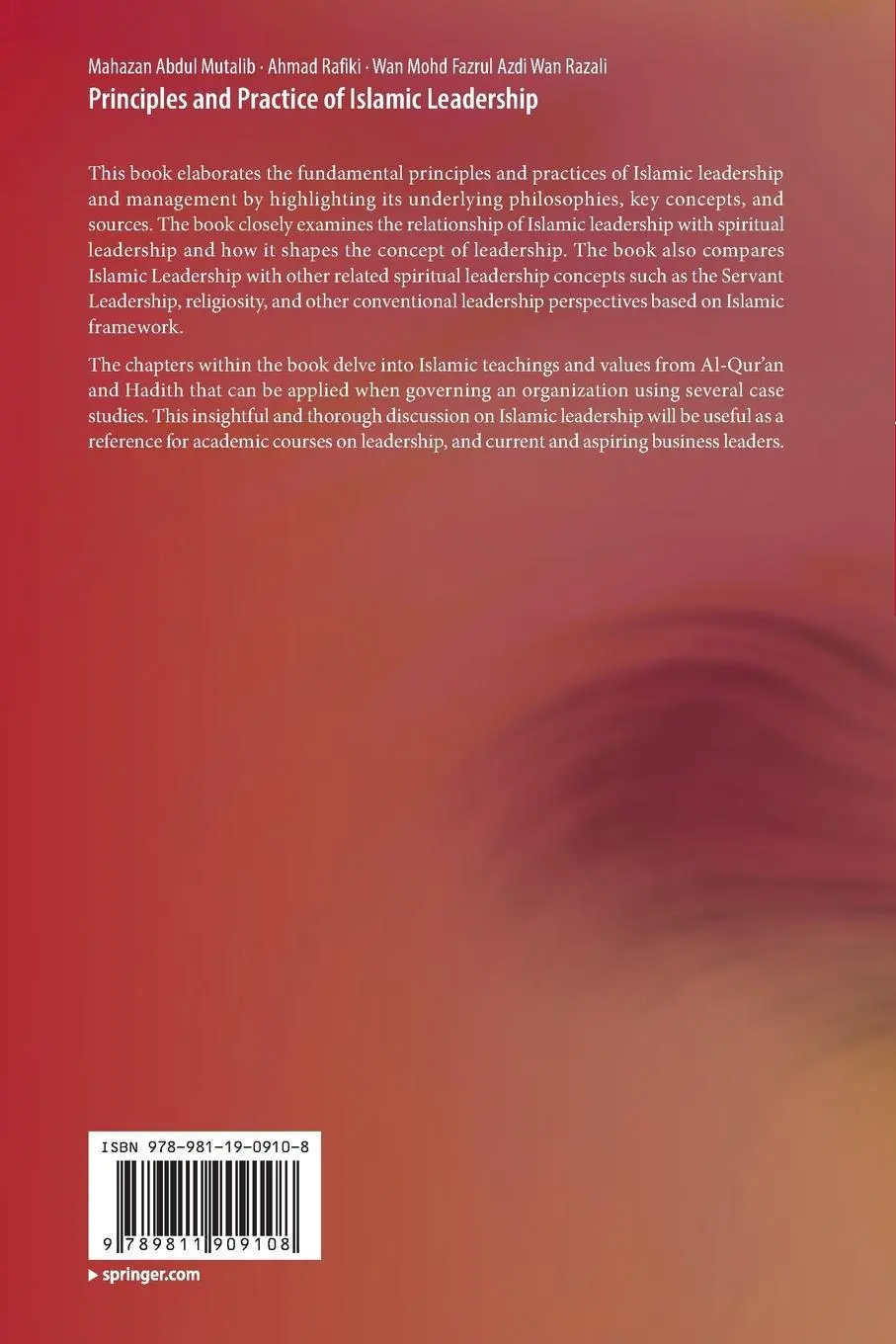 Rückseite: 9789811909108 | Principles and Practice of Islamic Leadership | Mutalib (u. a.) | Buch
