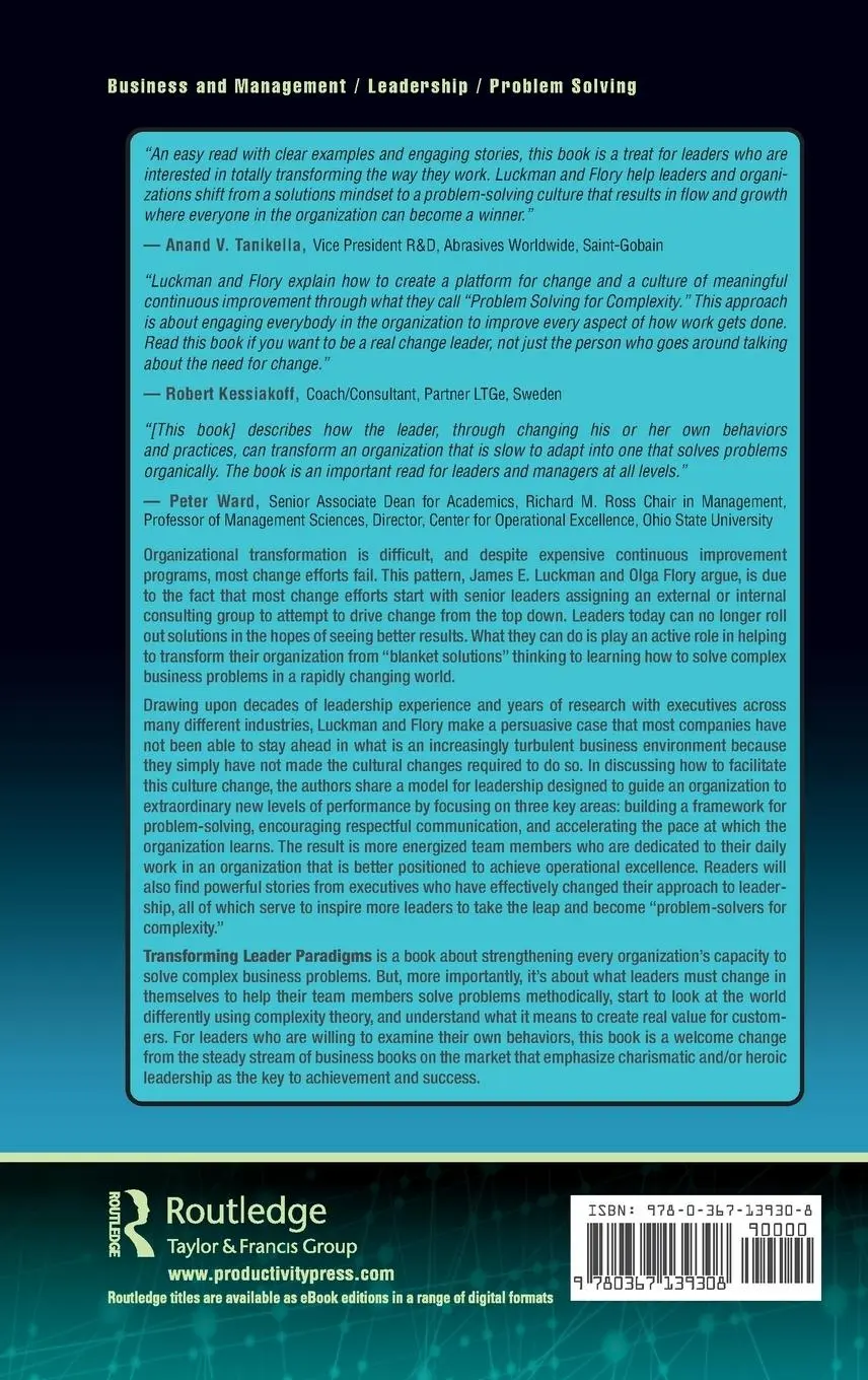 Rückseite: 9780367139308 | Transforming Leader Paradigms | James E. Luckman (u. a.) | Buch | 2019