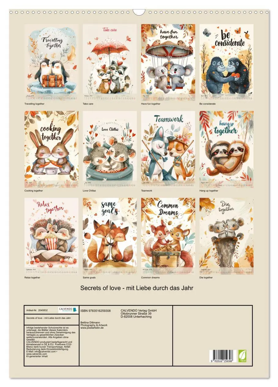 Bild: 9783516259308 | Secrets of love - mit Liebe durch das Jahr (Wandkalender 2026 DIN...