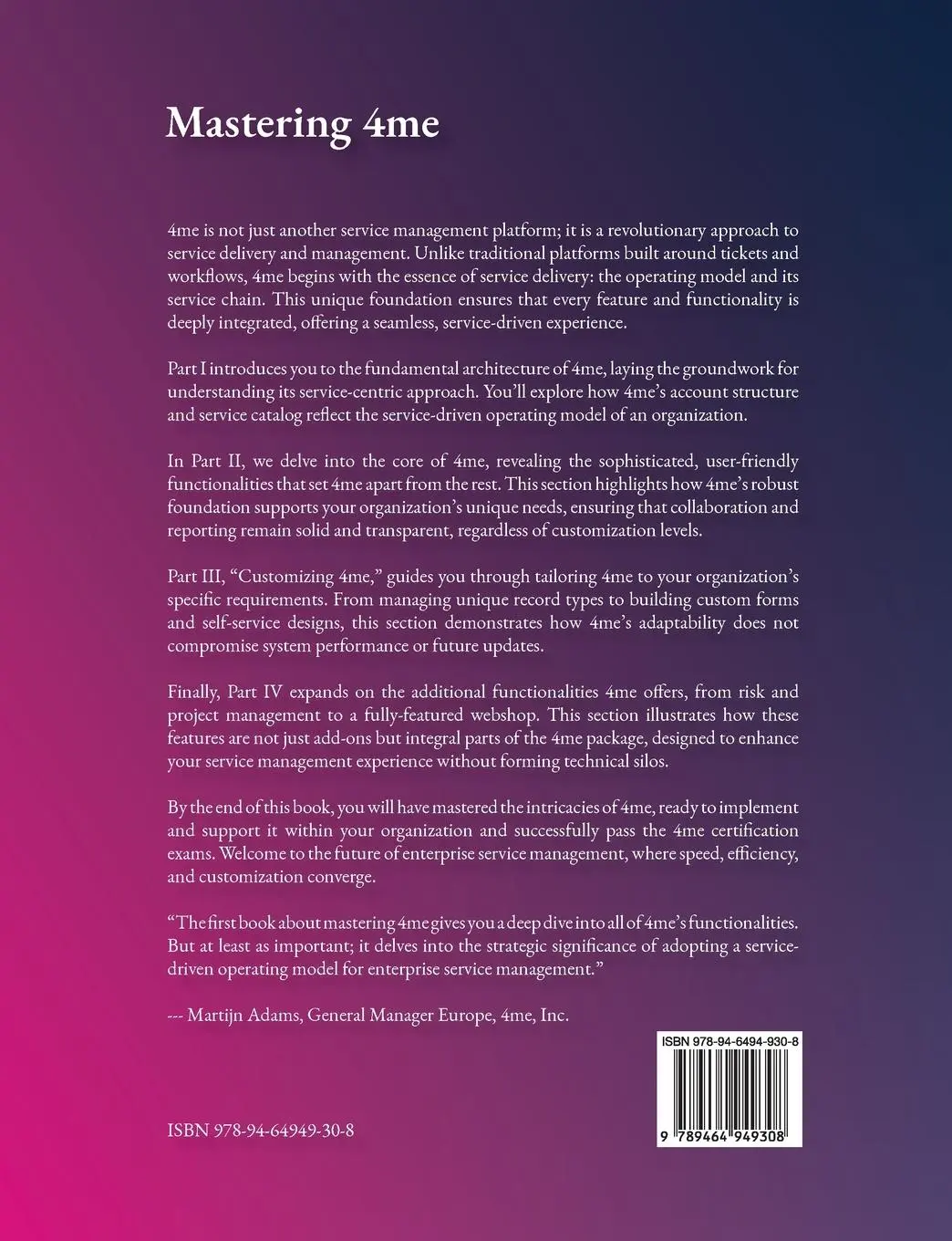 Rückseite: 9789464949308 | Mastering 4me | Implementing Your Service Driven Operating Model