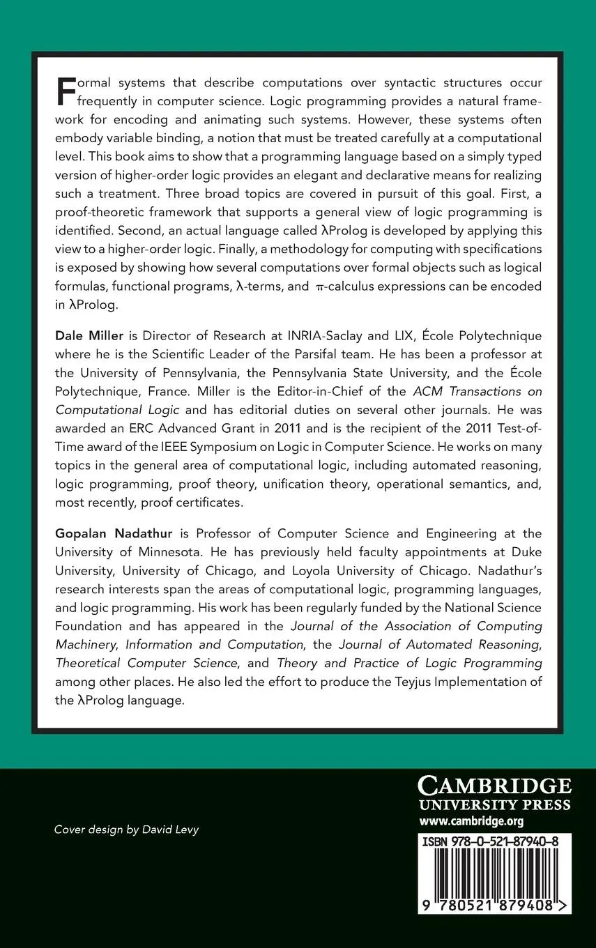 Rückseite: 9780521879408 | Programming with Higher-Order Logic | Dale Miller (u. a.) | Buch