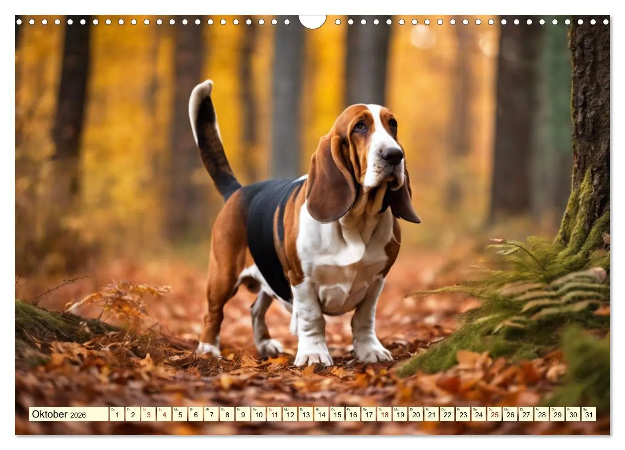 Bild: 9783457399408 | Basset Hound - unverkennbar (Wandkalender 2026 DIN A3 quer),...