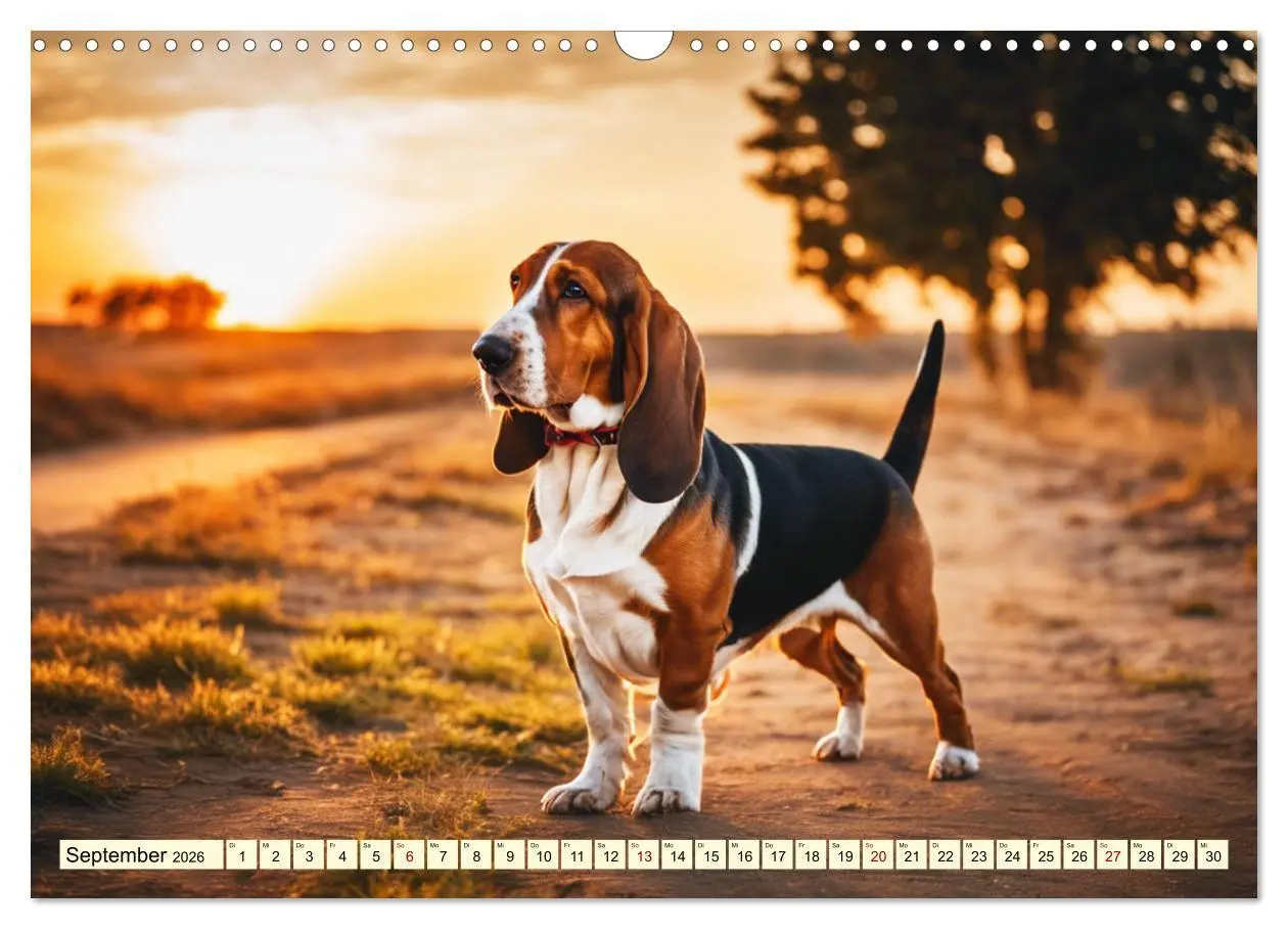 Bild: 9783457399408 | Basset Hound - unverkennbar (Wandkalender 2026 DIN A3 quer),...