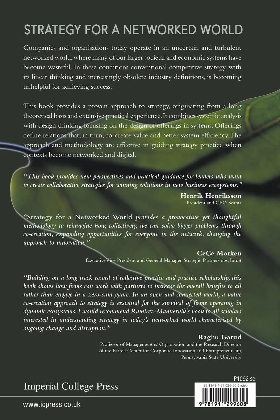 Rückseite: 9781911299608 | STRATEGY FOR A NETWORKED WORLD | Rafael Ramirez &amp; Ulf Mannervik | Buch