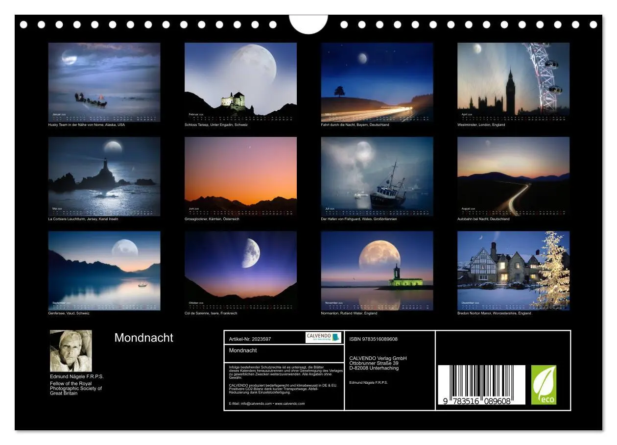 Bild: 9783516089608 | Mondnacht (Wandkalender 2026 DIN A4 quer), CALVENDO Monatskalender