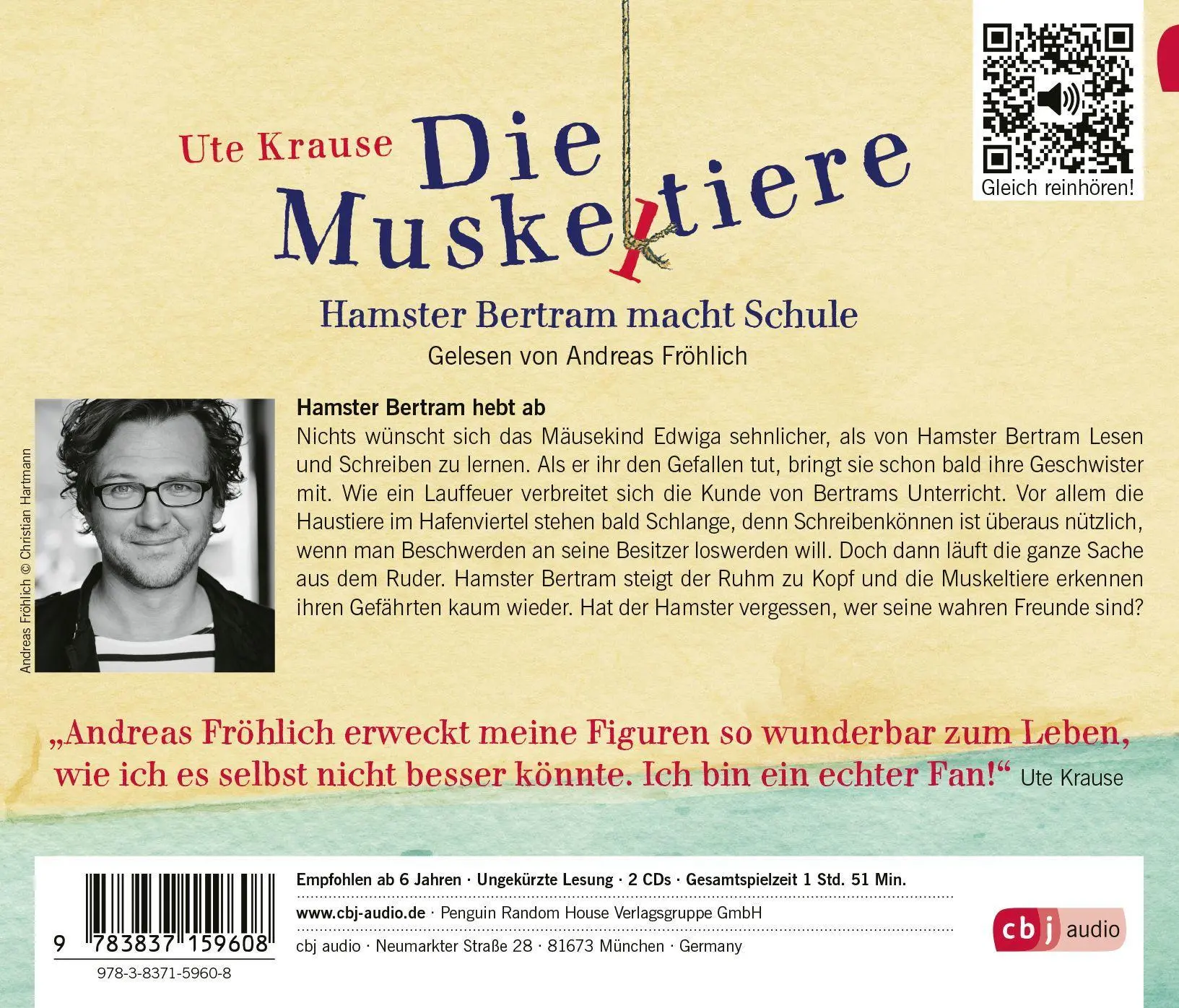 Bild: 9783837159608 | Die Muskeltiere - Hamster Bertram macht Schule | Ute Krause | Audio-CD