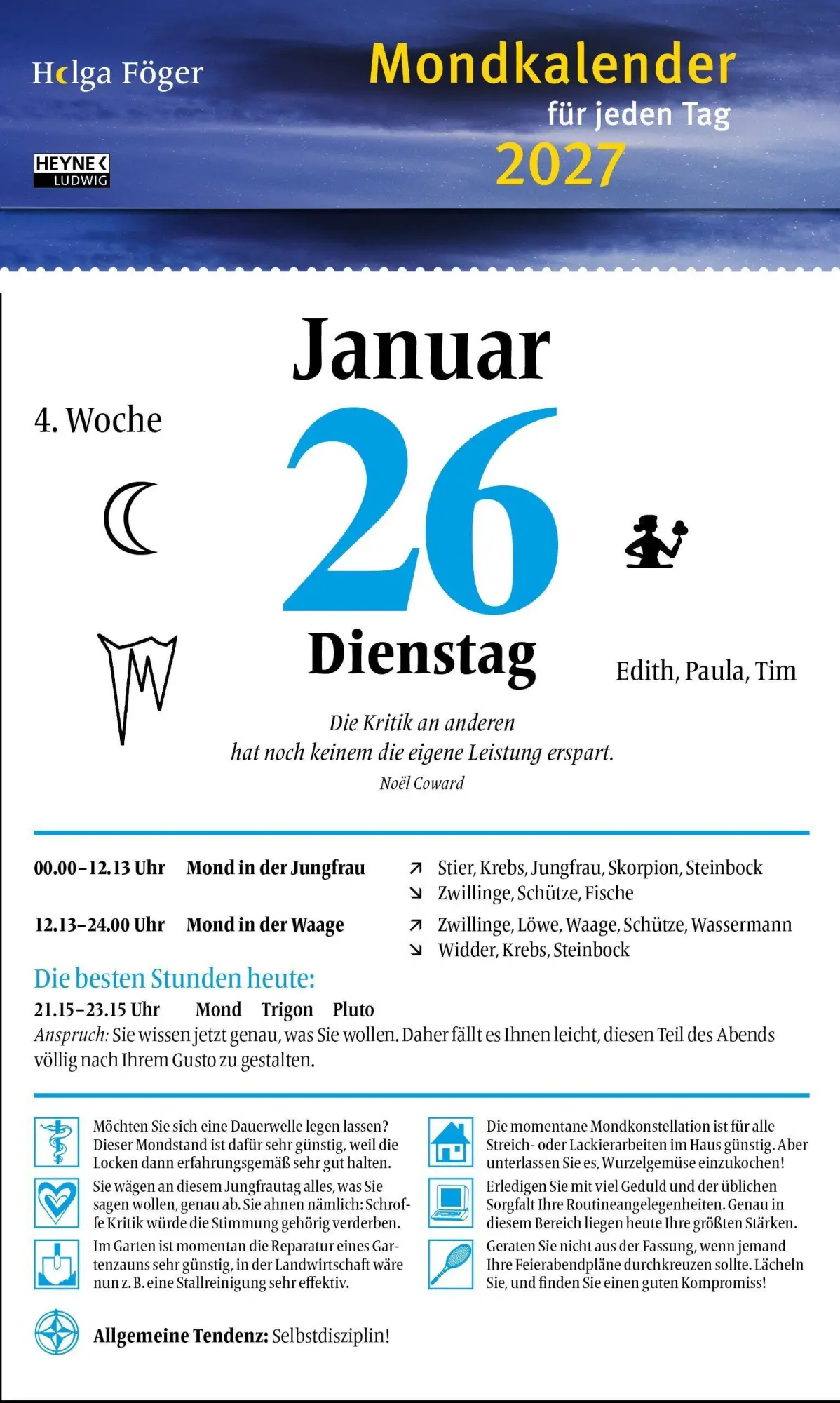 Bild: 9783453239708 | Mondkalender für jeden Tag 2027 | Helga Föger | Kalender | 392 S.