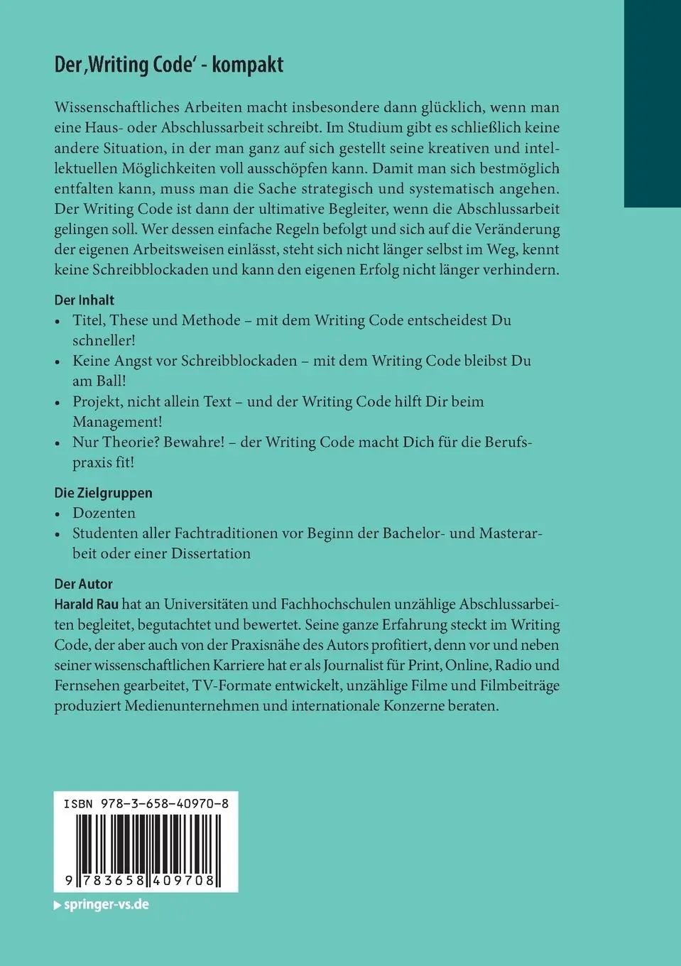 Rückseite: 9783658409708 | Der 'Writing Code' - kompakt | Harald Rau | Taschenbuch | x | Deutsch