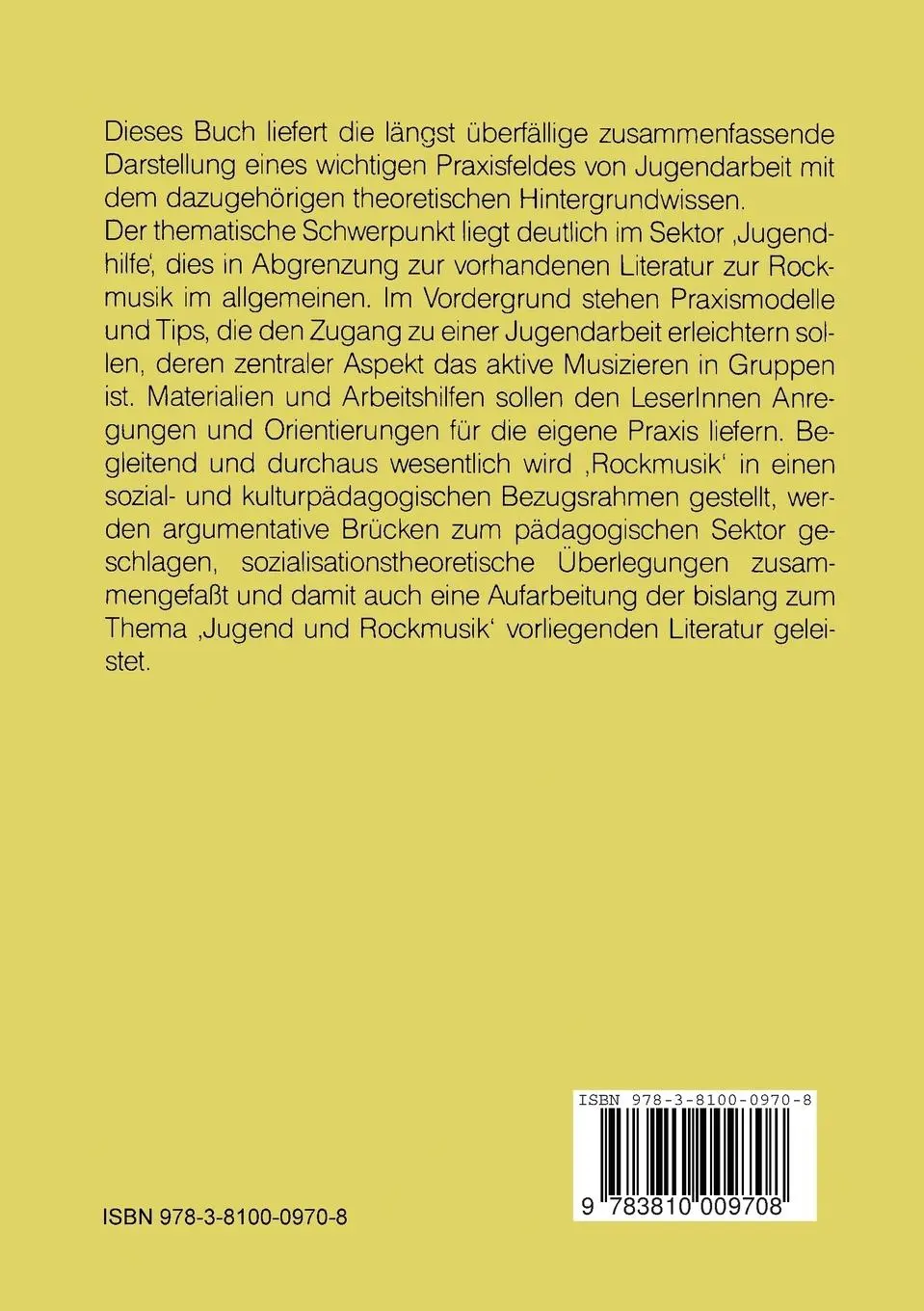 Rückseite: 9783810009708 | Praxishandbuch Rockmusik in der Jugendarbeit | Wolfgang Hering (u. a.)