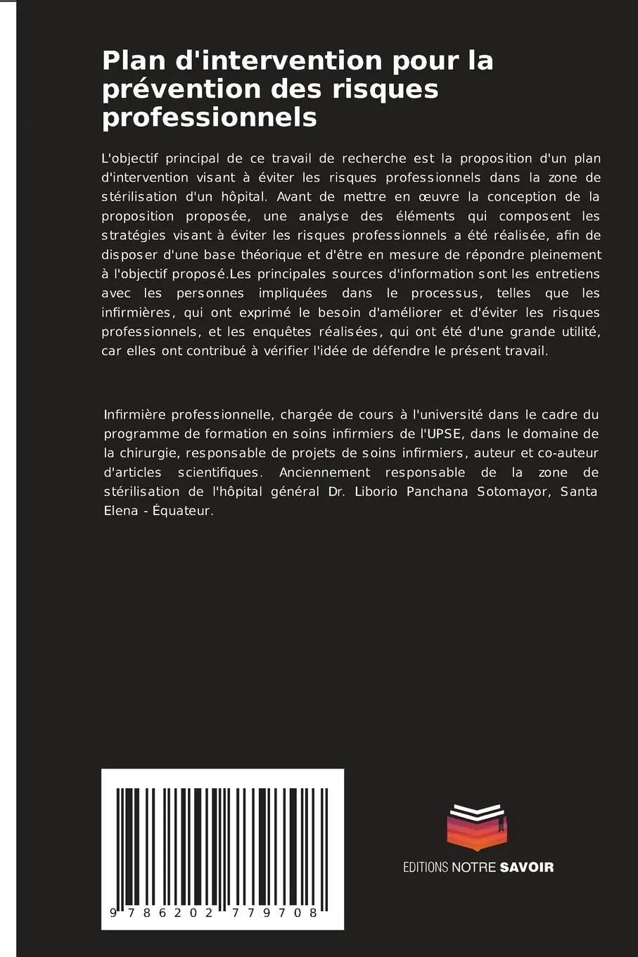Rückseite: 9786202779708 | Plan d'intervention pour la prévention des risques professionnels