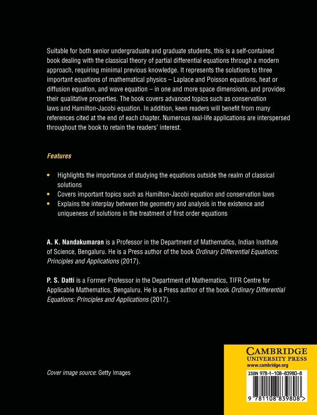 Rückseite: 9781108839808 | Partial Differential Equations | A. K. Nandakumaran (u. a.) | Buch