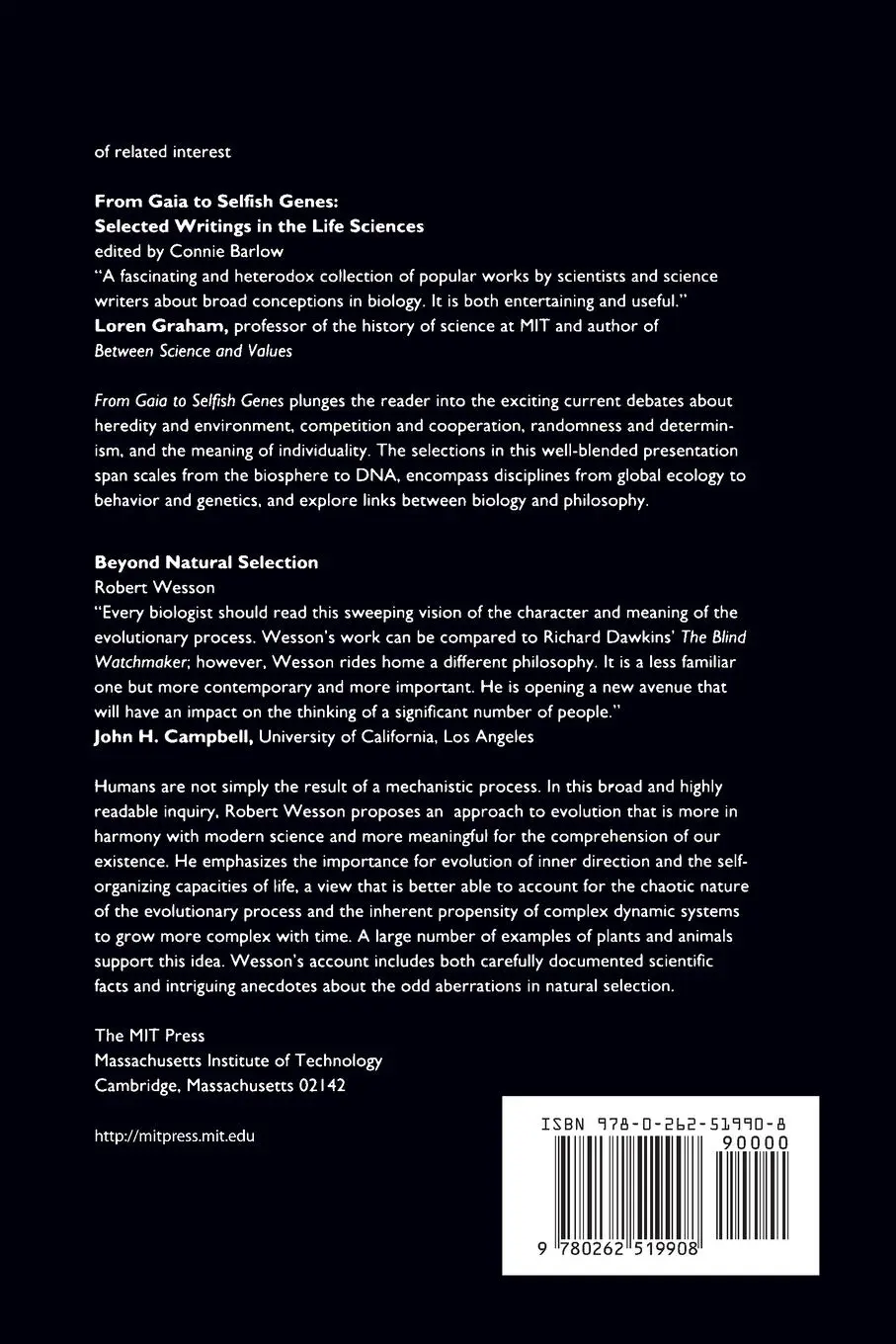 Rückseite: 9780262519908 | Symbiosis as a Source of Evolutionary Innovation | Margulis (u. a.)